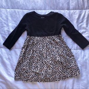 NWOT Toddler Cheetah/Leopard Black Long Sleeve Cotton Jersey Dress, Old Navy 2T
